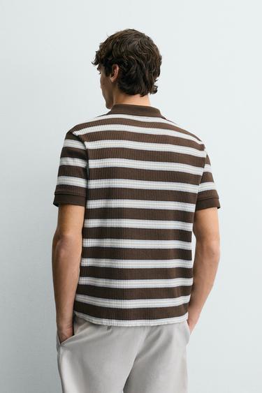 VERTICAL TEXTURED POLO SHIRT - Chocolate by Zara - Image 2
