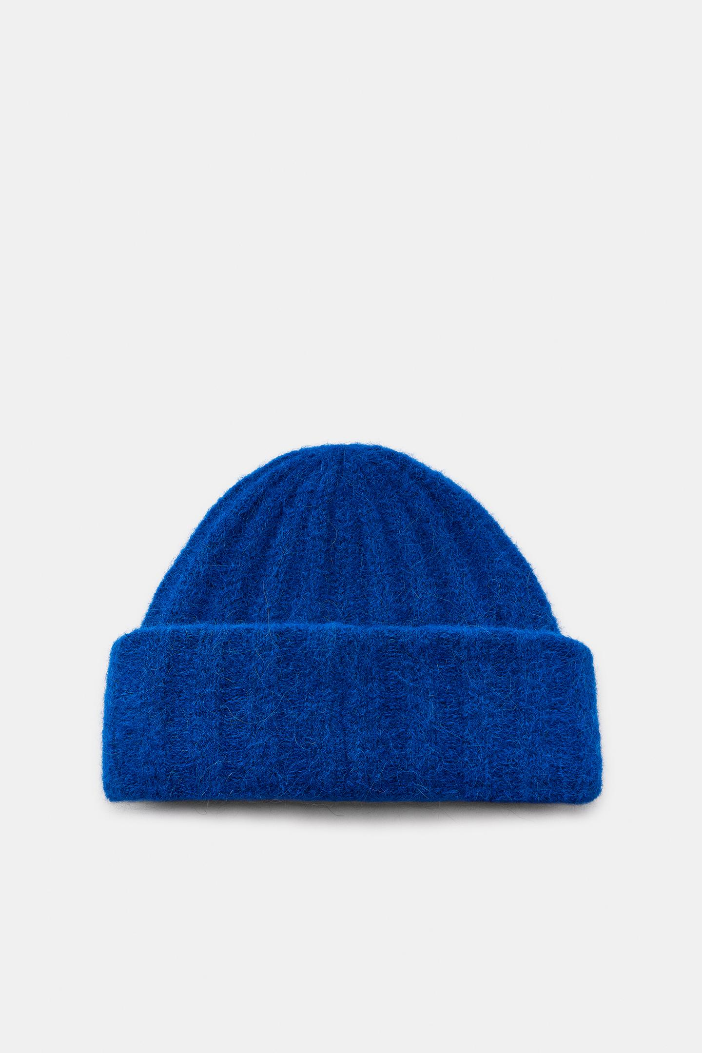 Женская шапка Zara Basic Cuffed Knit Beanie, цвет: Голубоватый — фото 3