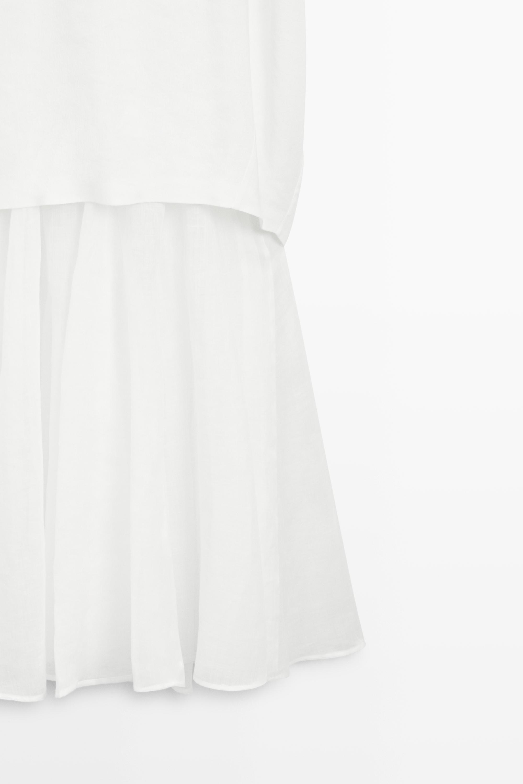 Combined linen-blend dress