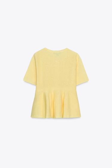 PEPLUM CARDIGAN - Yellow by Zara - Image 5