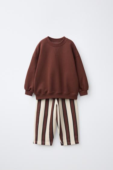 STRIPED JOGGER SWEATSUIT - Brick by Zara
