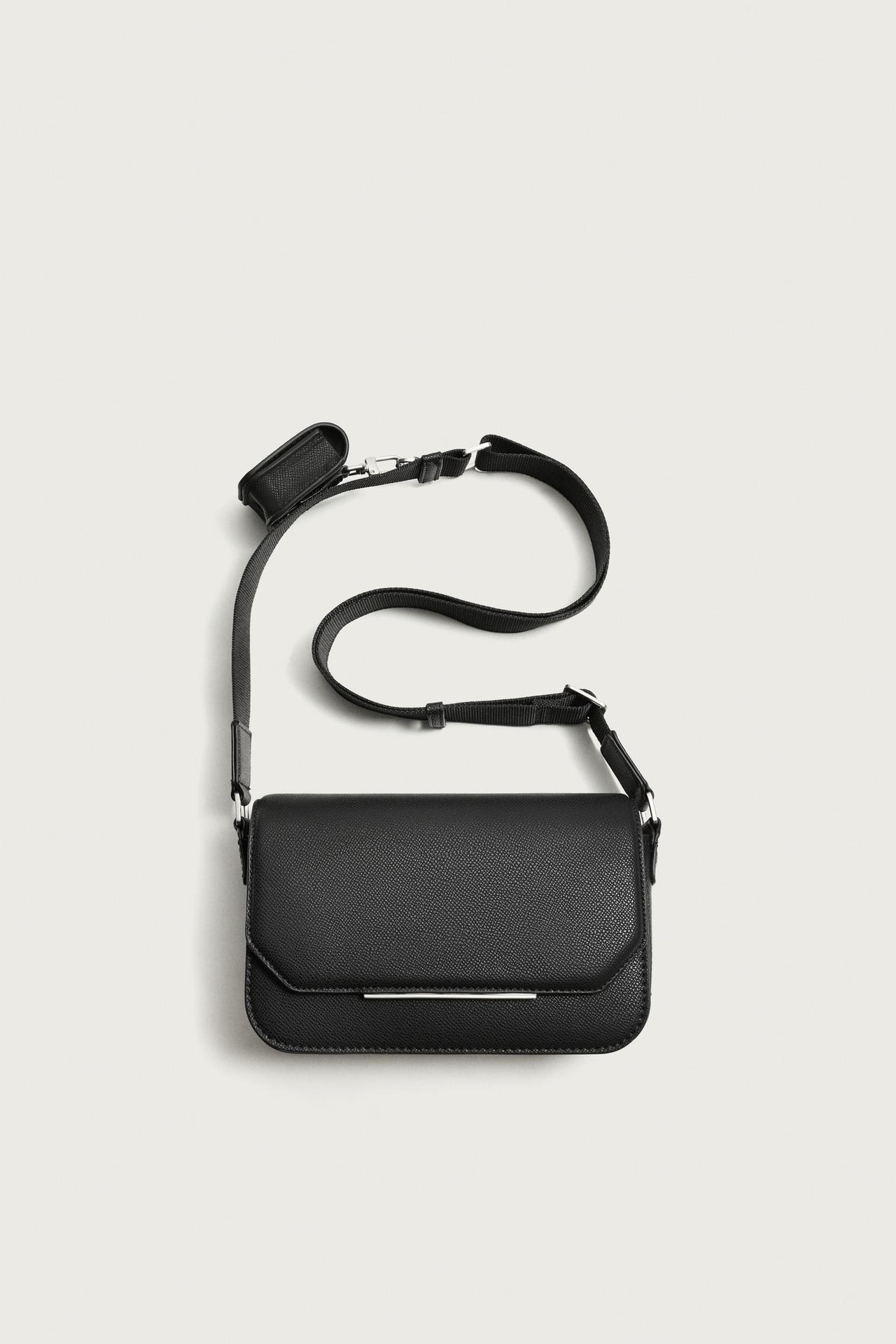 TEXTURED CROSSBODY BAG — Black