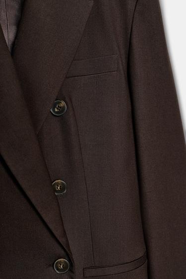 DOUBLE-BREASTED BLAZER WITH SHOULDER PADS - Brown by Zara - Image 7