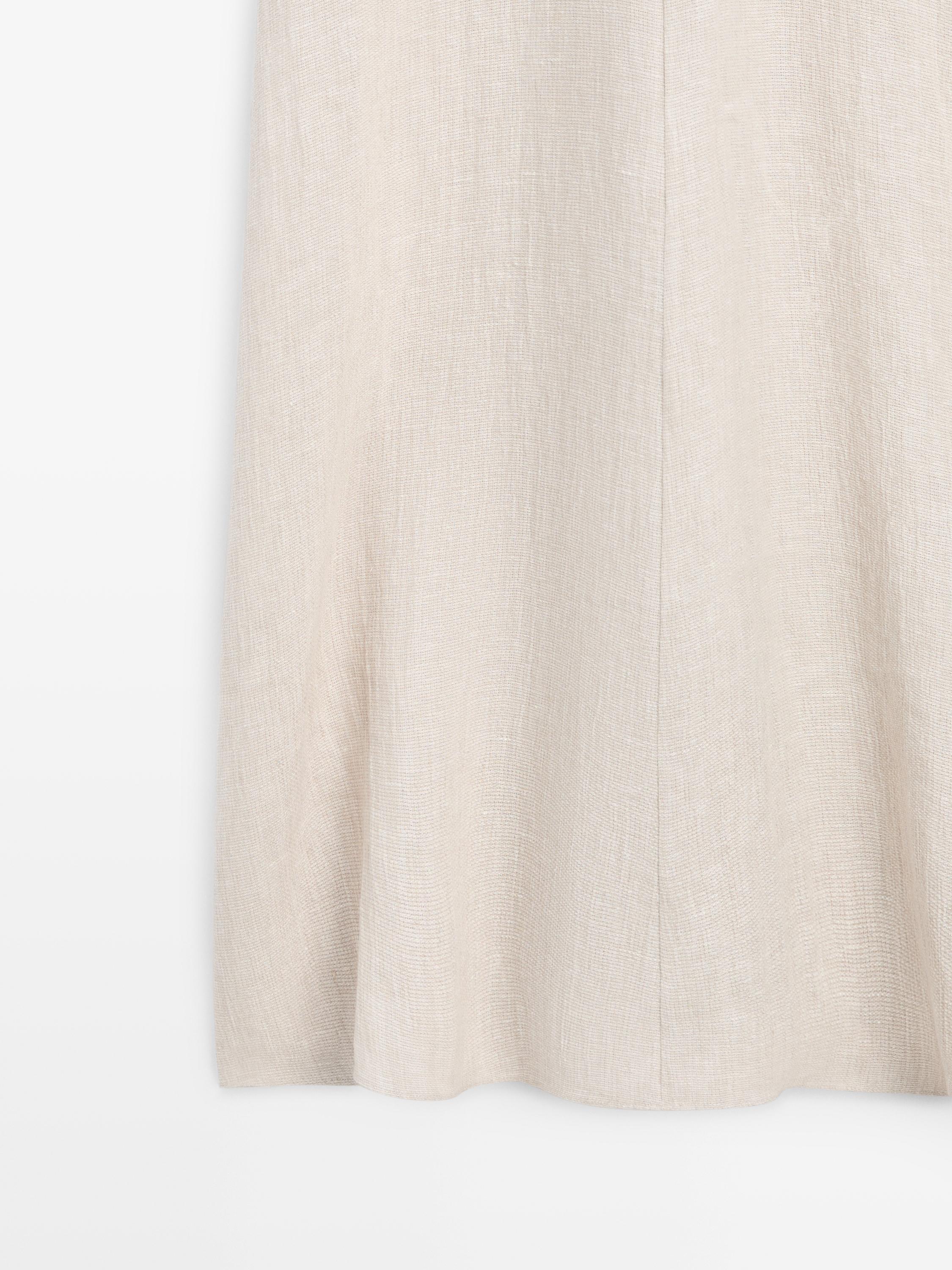 Lightweight short sleeve linen midi dress