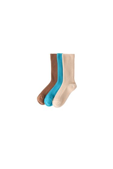 Zara STORIESZ - THREE-PACK OF TALL RIBBED COTTON SOCKS - Multicolored