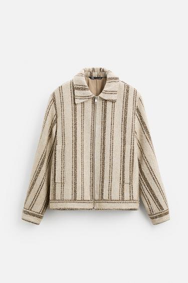STRIPED TEXTURED JACKET - Beige-brown by Zara - Image 5