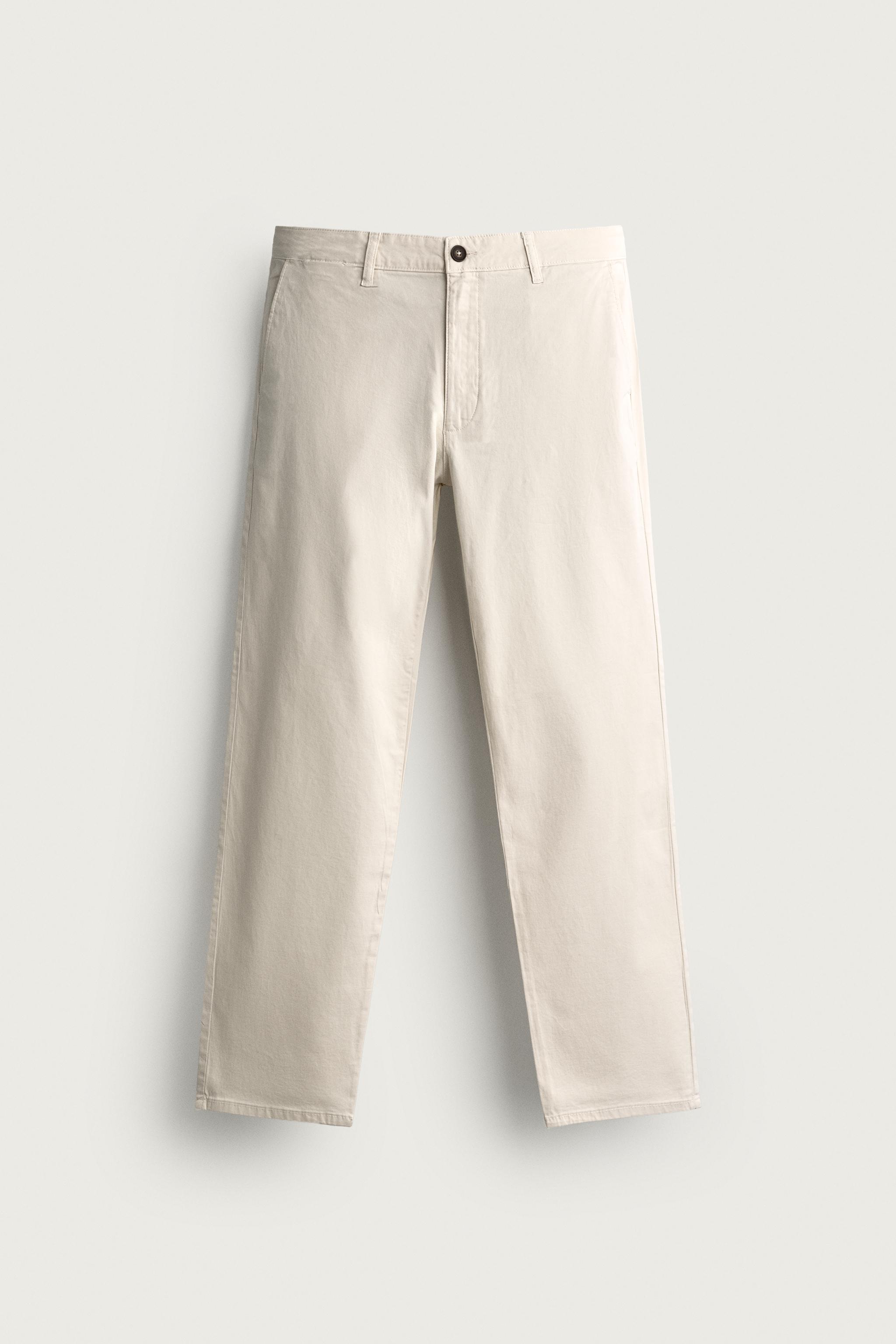 SLIM FIT CHINO PANTS — Ecru