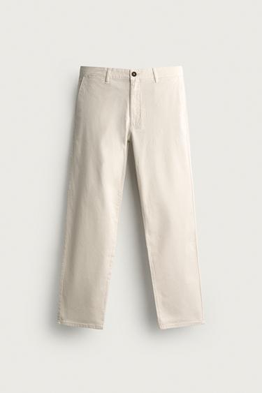 SLIM FIT CHINOS - Ecru by Zara