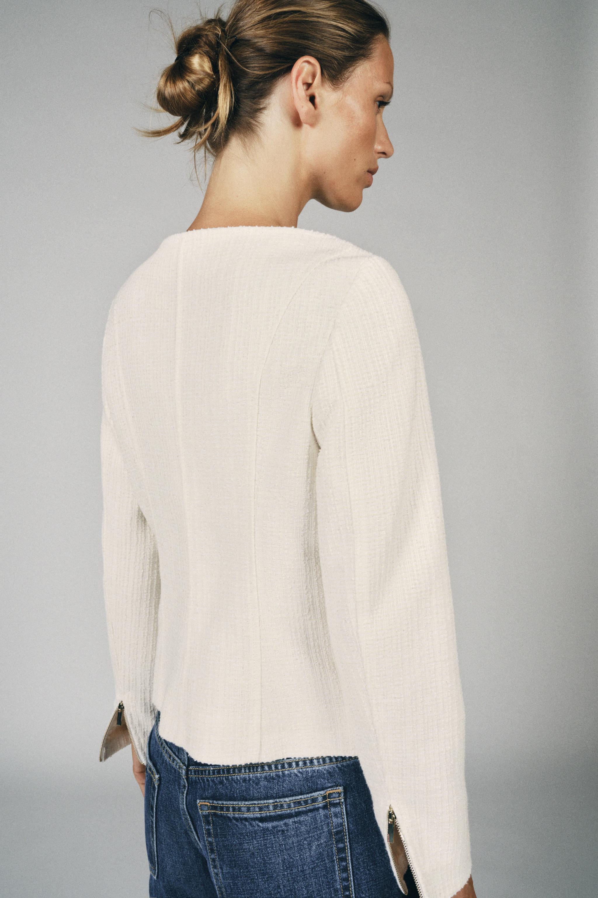 Женские пиджаки Zara STRUCTURED BOAT NECK BLAZER — фото 3