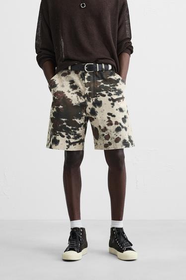 ANIMAL PRINT BERMUDA SHORTS - Sand / Black by Zara - Image 1