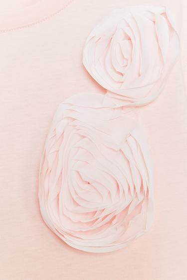 T-SHIRT WITH RAISED ROSES - Pink by Zara - Image 2
