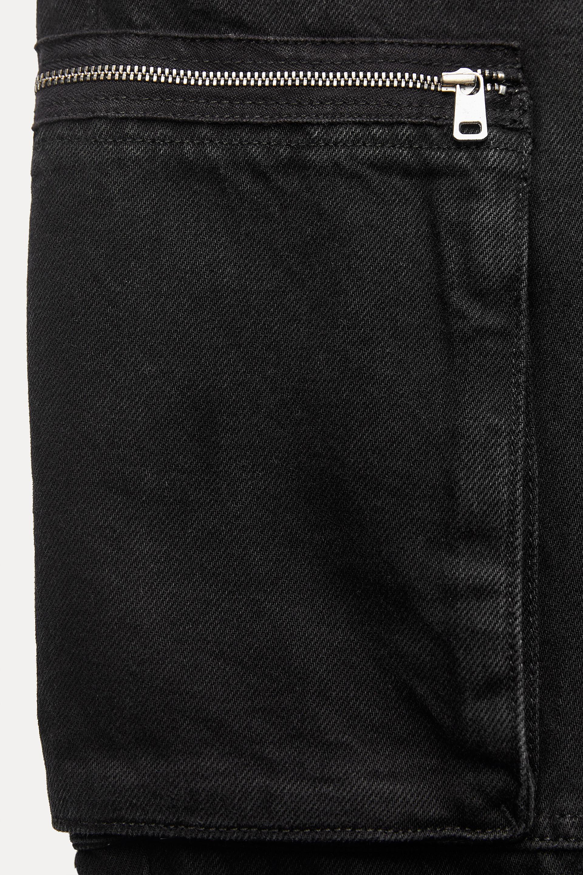 ZW COLLECTION SLIM FIT MID-RISE CARGO JEANS - Black