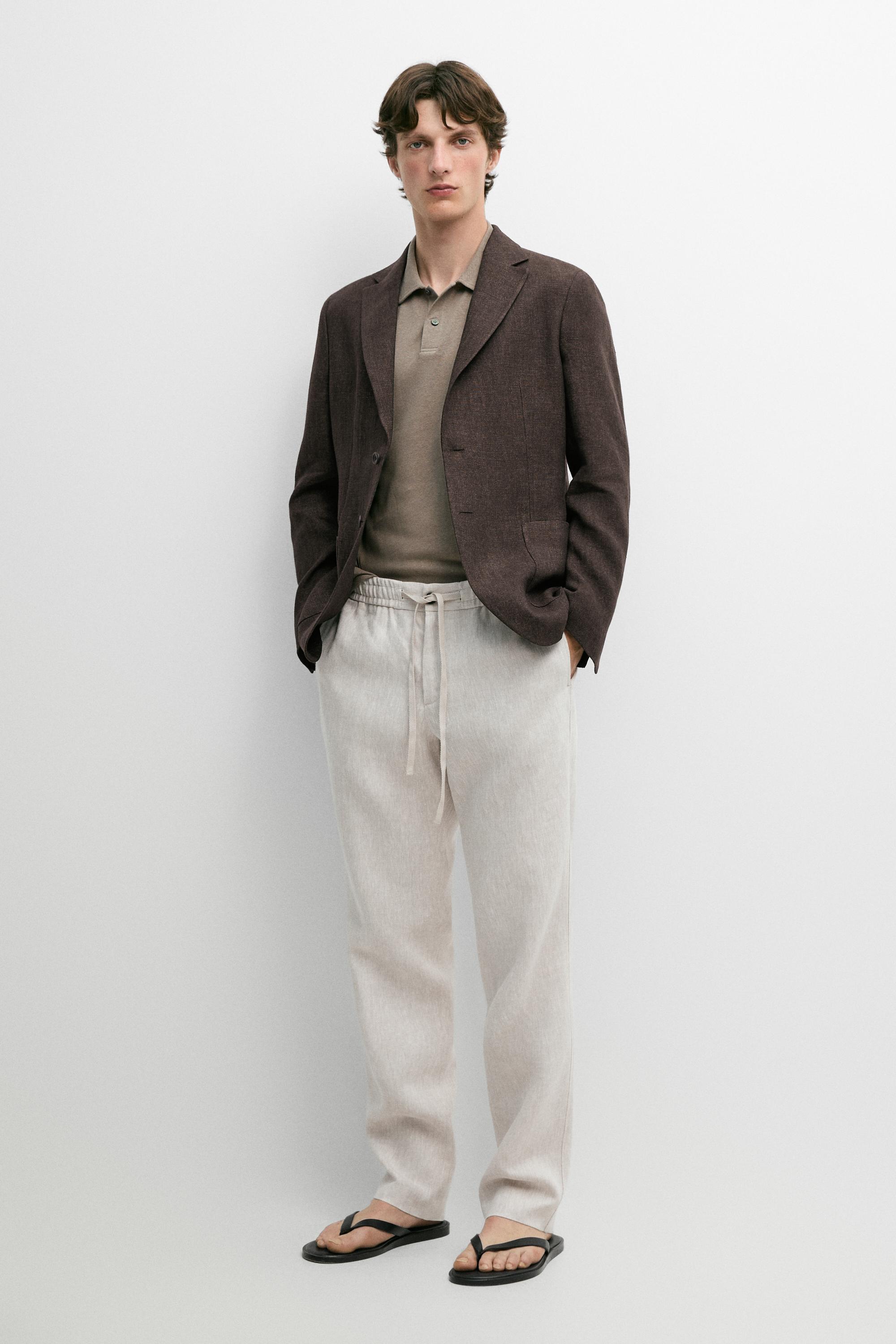 Linen jogger fit trousers — 754