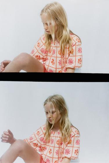 PRINTED CROPPED T-SHIRT - Coral by Zara - Image 5