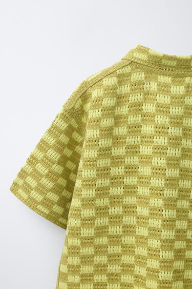 CHEMISE EN CROCHET À DAMIER - Vert pistache de Zara - Image 3