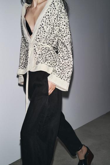KIMONO BORDADOS CON LINO ZW COLLECTION - Beige de Zara