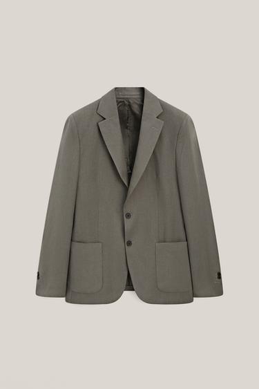 Americana traje 100% lino - Verde oscuro de Zara