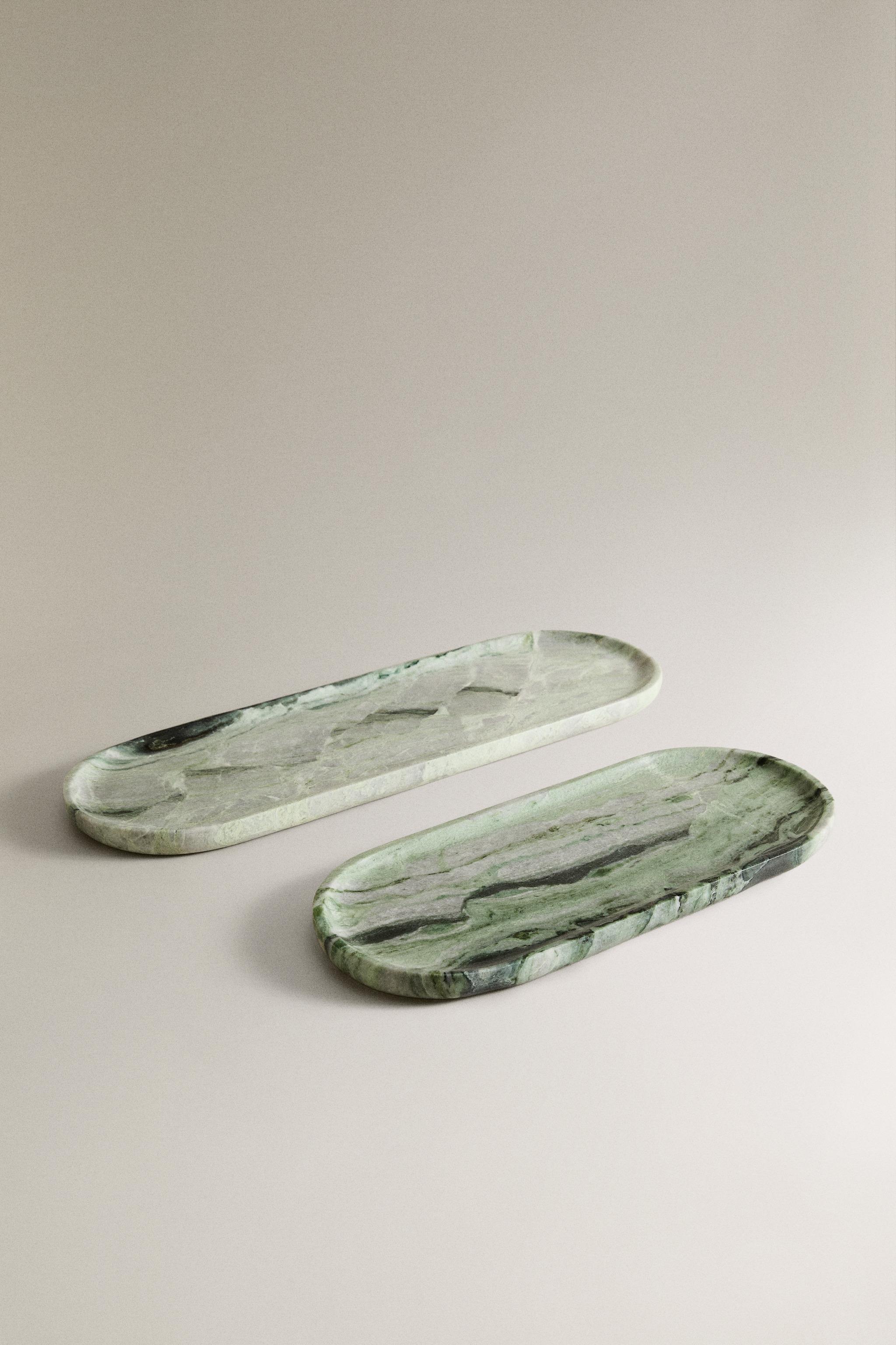 MARBLE ELONGATED TRAY — Greens