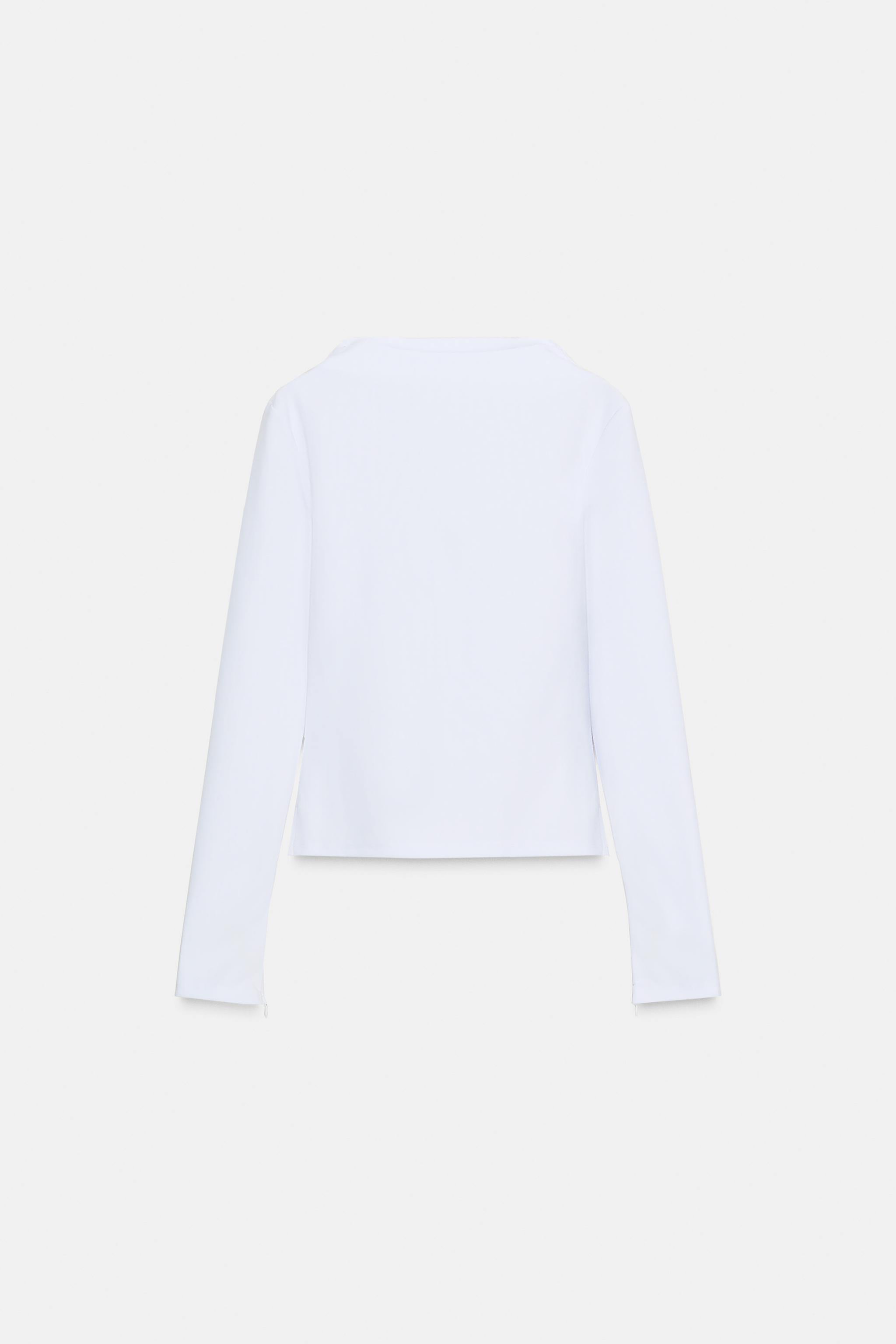 T-SHIRT CRÊPE À COL CHEMINÉE