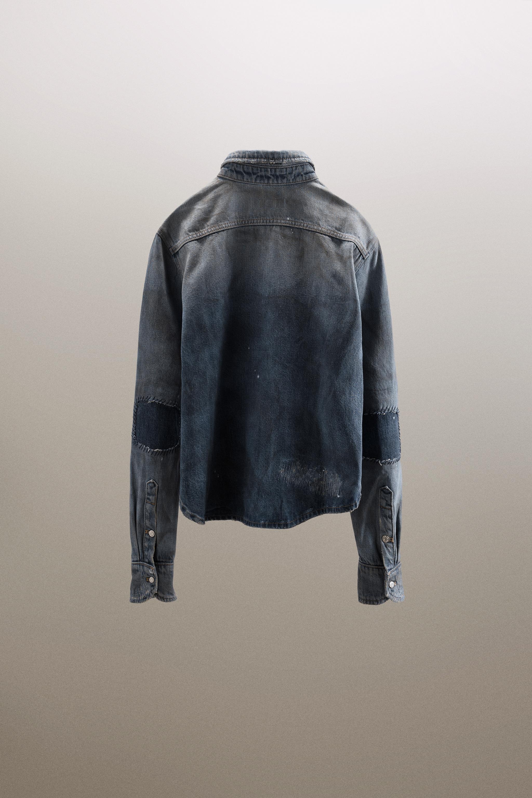 TRF RIPPED WASHED EFFECT DENIM SHIRT