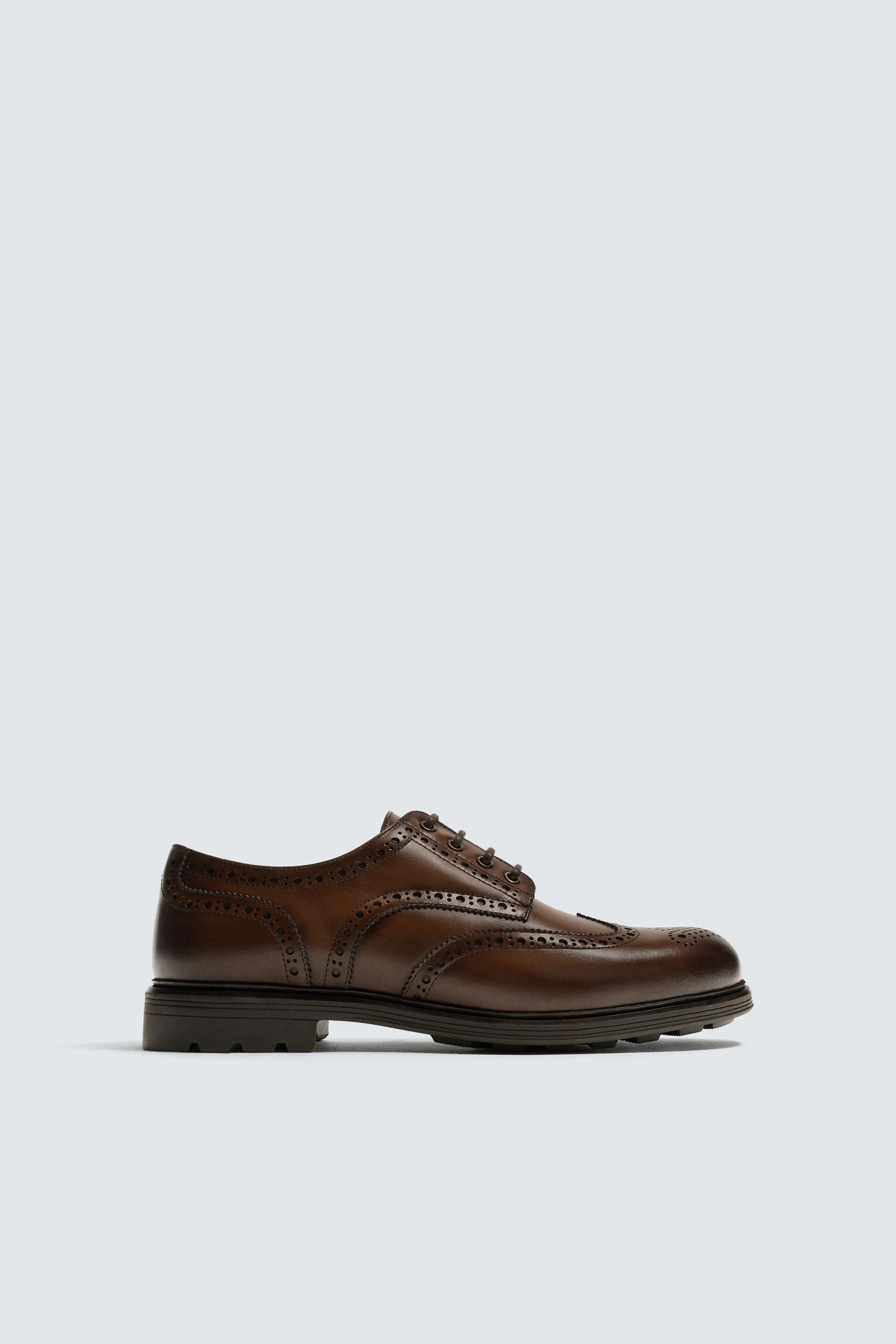 zara brown dress shoes Zara Men Brown leather adult sporty derby shoes 5511/002/100 (41 EU | 8 US | 7 UK): Buy Online at Best Price in UAE