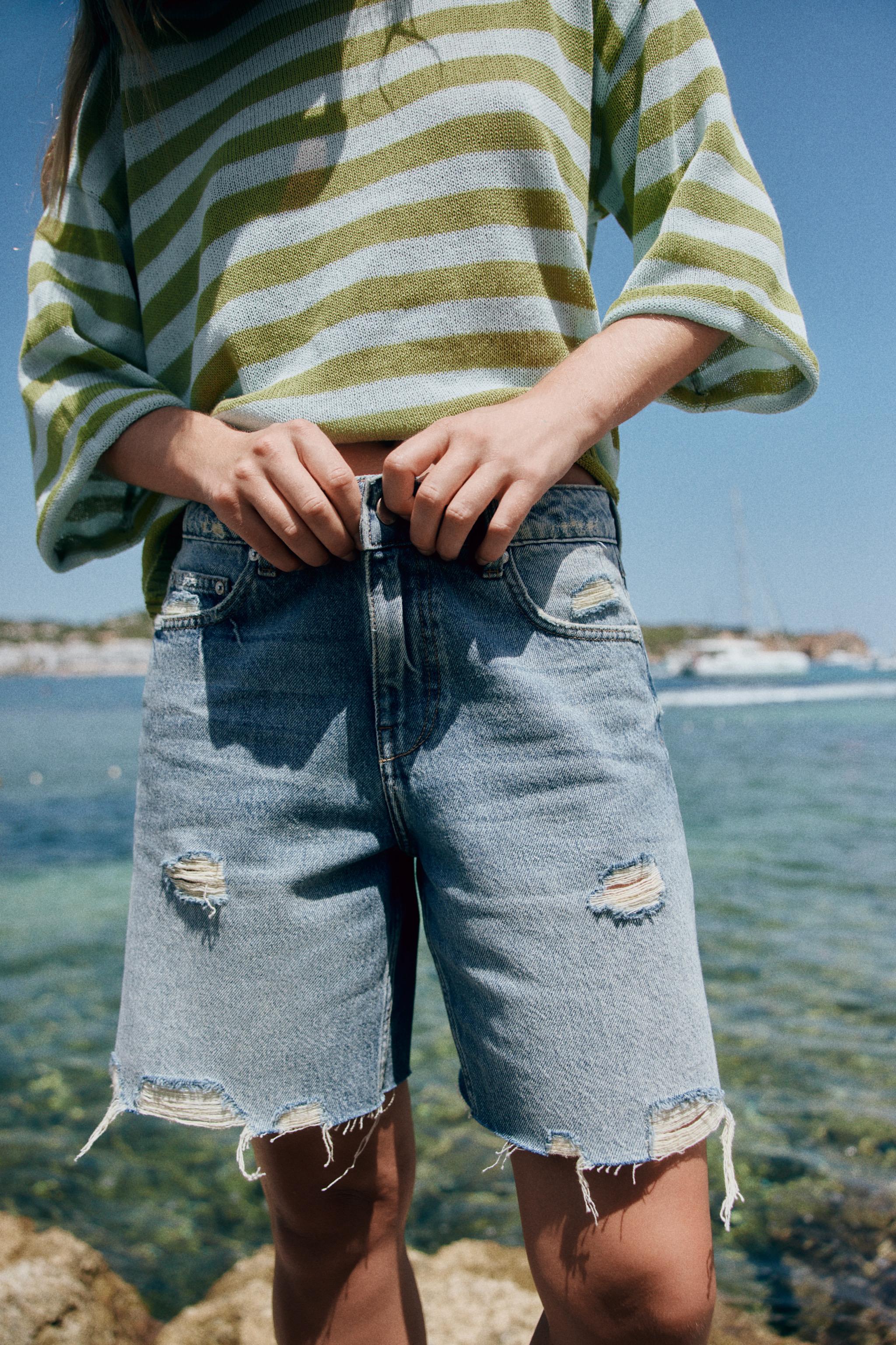 Женские шорты Zara Z1975 RIPPED DENIM SHORTS — фото 4