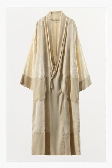 ABRIGO COMBINADO JACQUARD LINO LIMITED EDITION - Vainilla de Zara