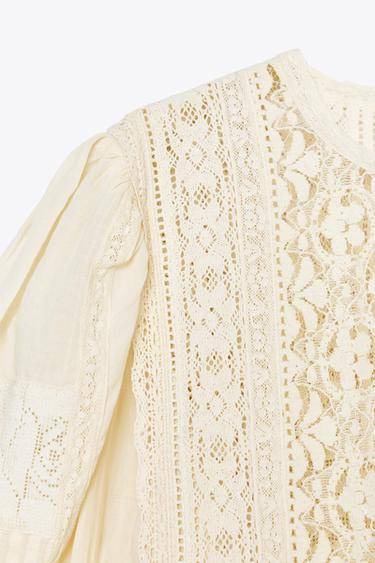 BLOUSE DENTELLE ZW COLLECTION - Écru moyen de Zara - Image 5