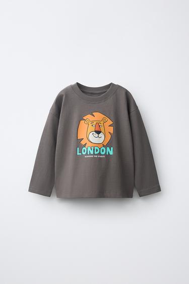 ANIMAL PRINT T-SHIRT - Anthracite Grey by Zara