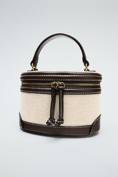 Zara RIGID COMBINATION BAG - Light beige