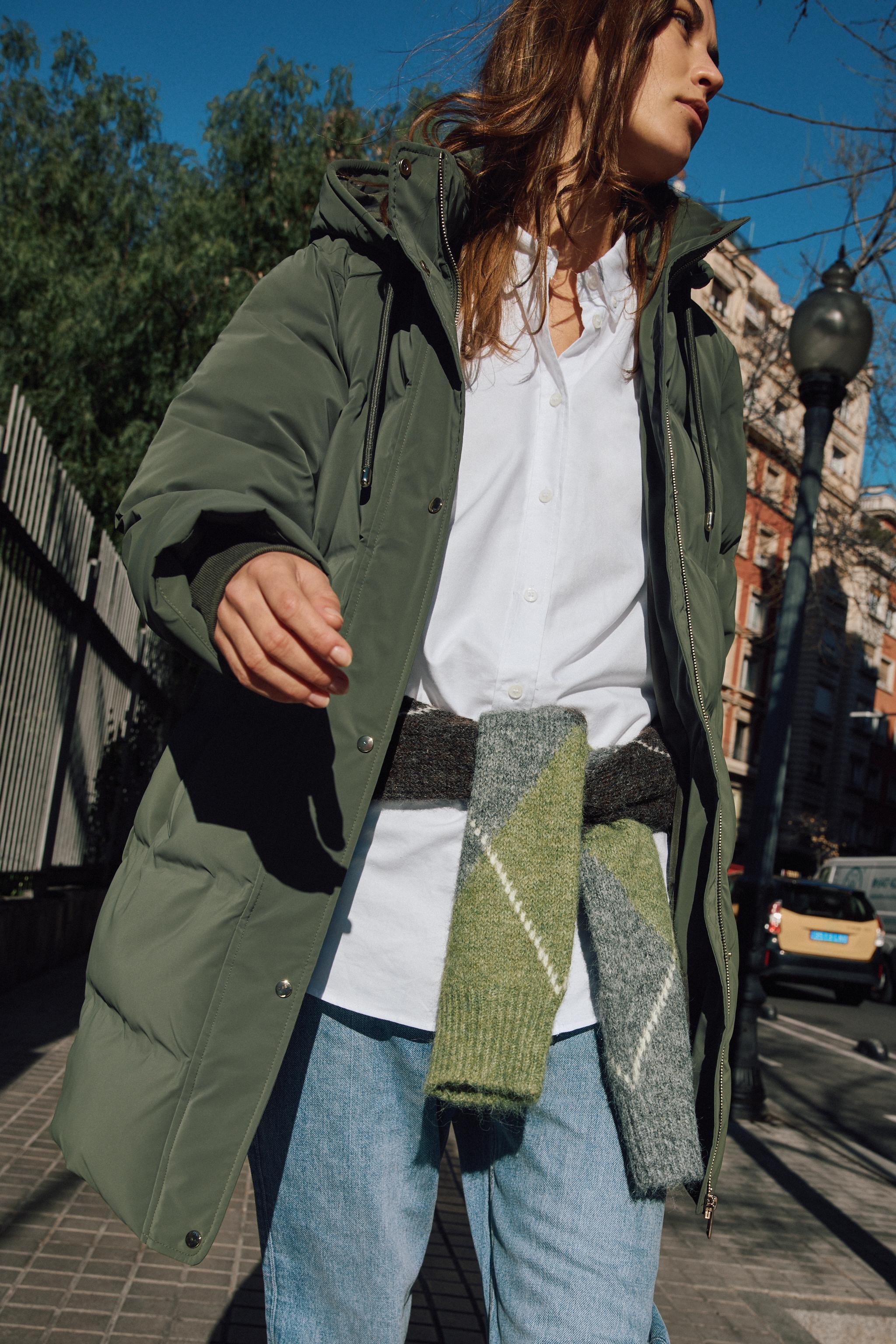 ANORAK MI-LONG TISSU EFFET GOMME COUPE-VENT