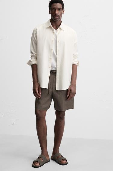100% LINEN BERMUDA SHORTS - Brown / Taupe by Zara - Image 4