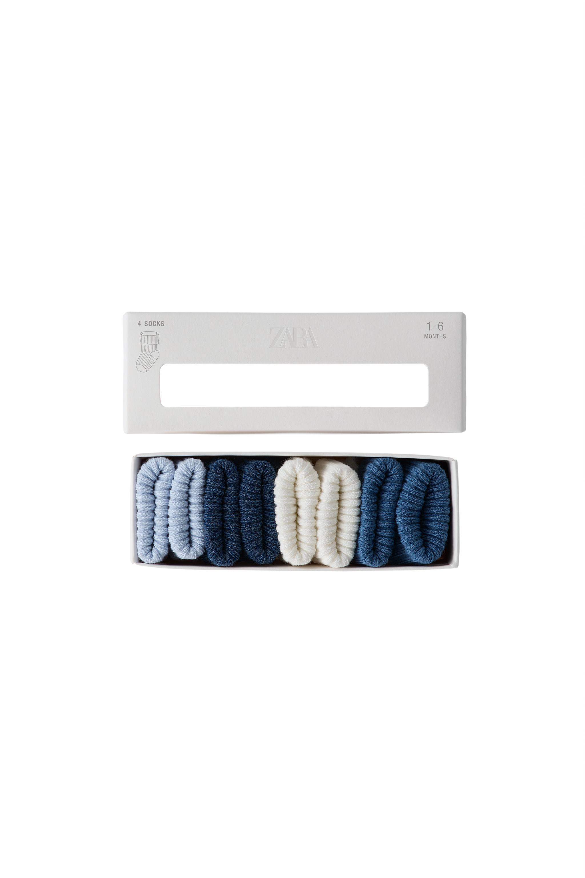 FOUR-PACK OF SOCKS IN VARIOUS COLORS — Mid-blue (alternate view)
