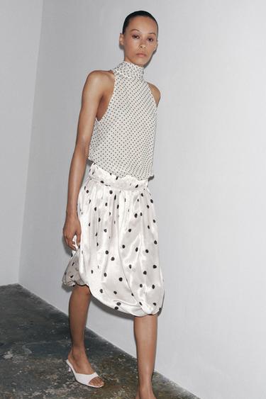 TOP HALTER À POIS ZW COLLECTION - Blanc / Noir de Zara - Image 0