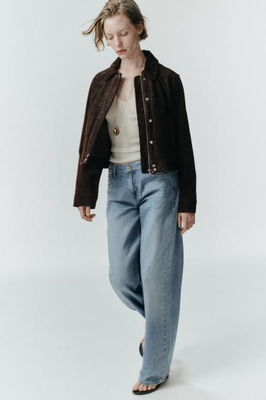 Zara STRAIGHT CUT HIGH WAIST JEANS ZW COLLECTION - Light blue