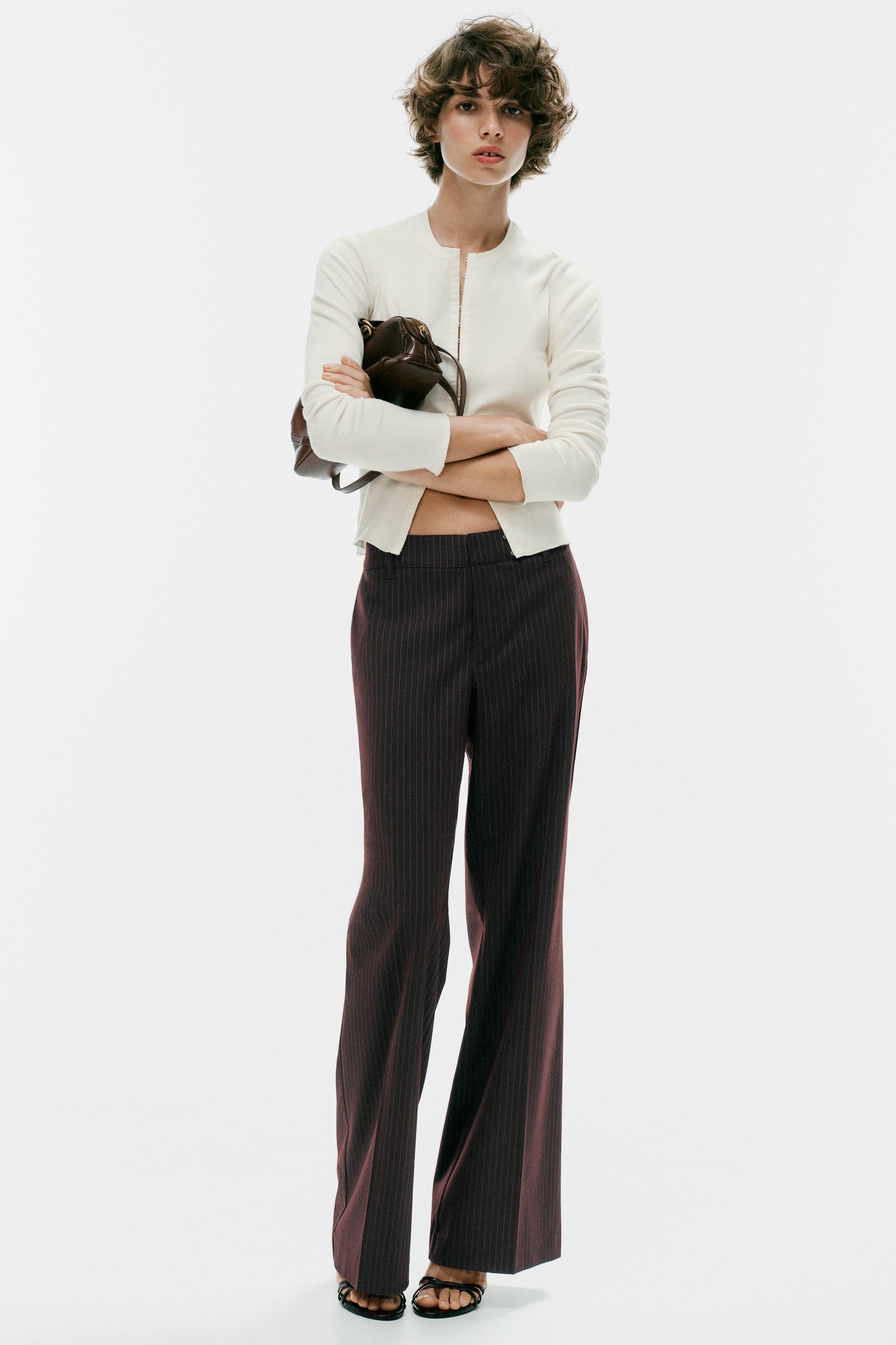 LOW-RISE STRAIGHT LEG PANTS — Dark maroon