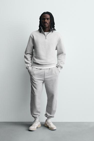CALÇAS JOGGER BÁSICAS - Cinzento-vigoré da Zara