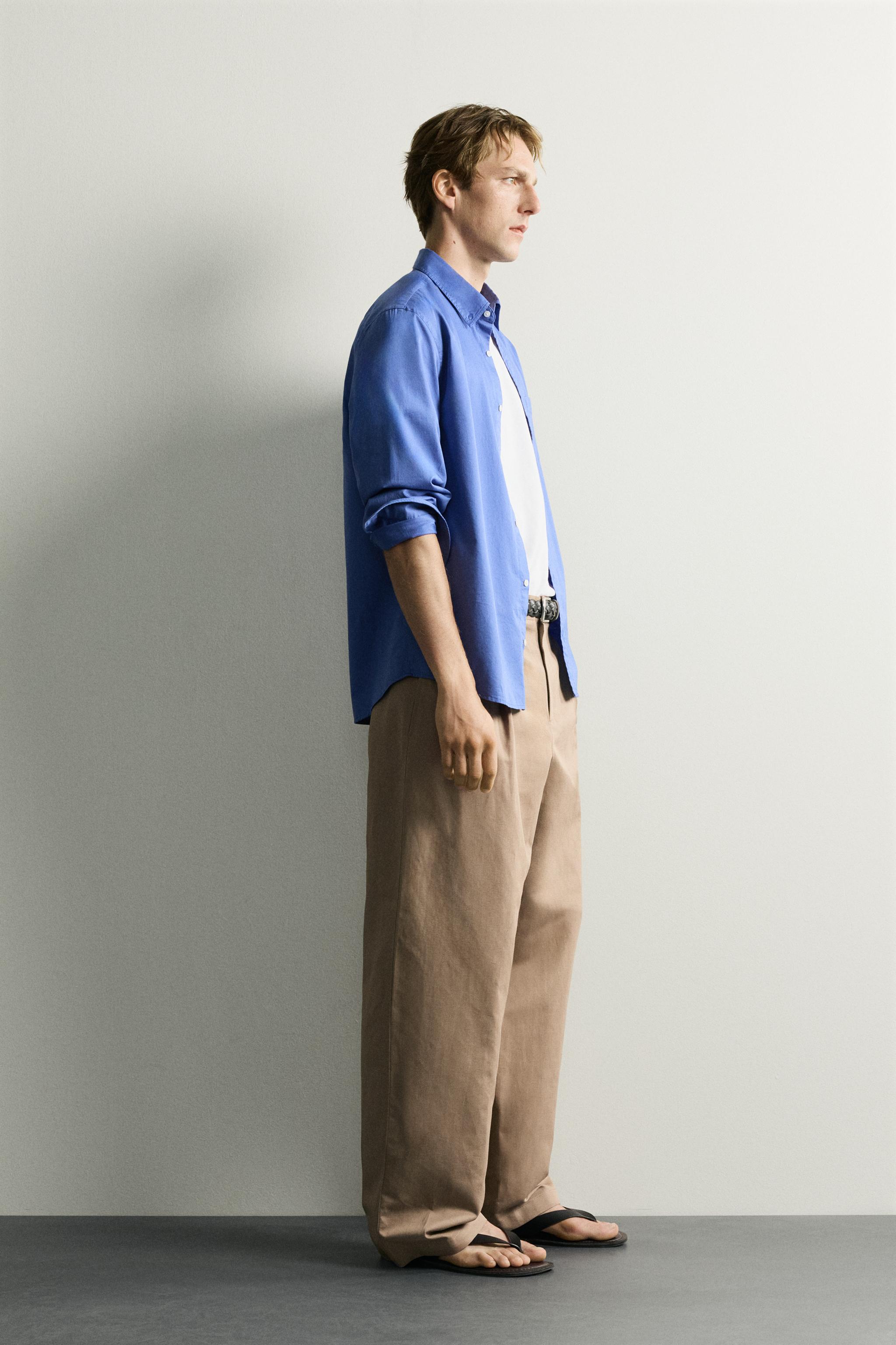 Мужские джинсы Zara RELAXED FIT PLEATED PANTS — фото 4