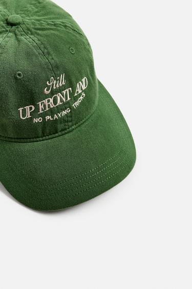 CASQUETTE AVEC BRODERIE EN CONTRASTE - Vert de Zara - Image 2
