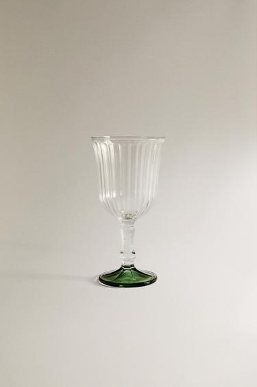 Zara RAISED DESIGN WINE GLASS - Green - Image 0
