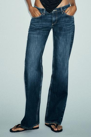JEAN TRF À JAMBES LARGES TAILLE BASSE - Bleu marine de Zara