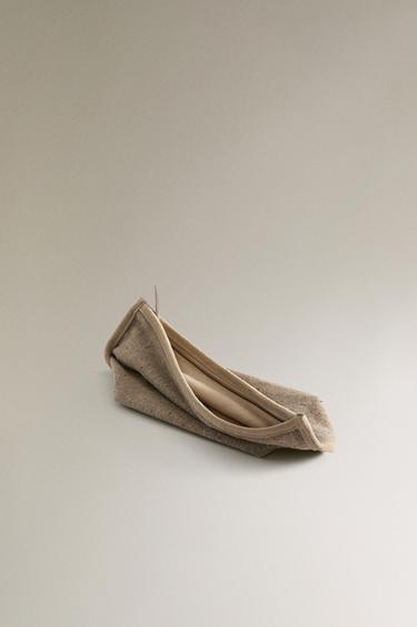 MEDIUM FABRIC WASH BAG - Taupe Grey by Zara - Image 3