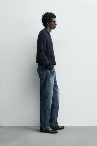 PULL REGULAR FIT EN COTON - Bleu marine de Zara - Image 3
