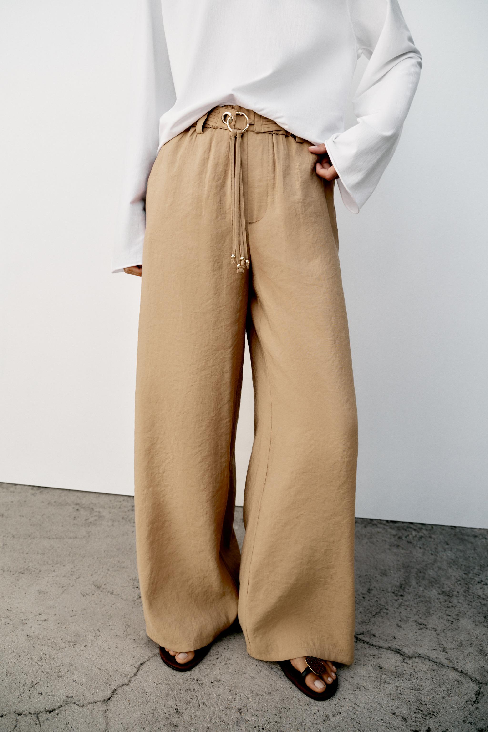 Женские брюки Zara STRAIGHT LEG PANTS WITH BELT — фото 2
