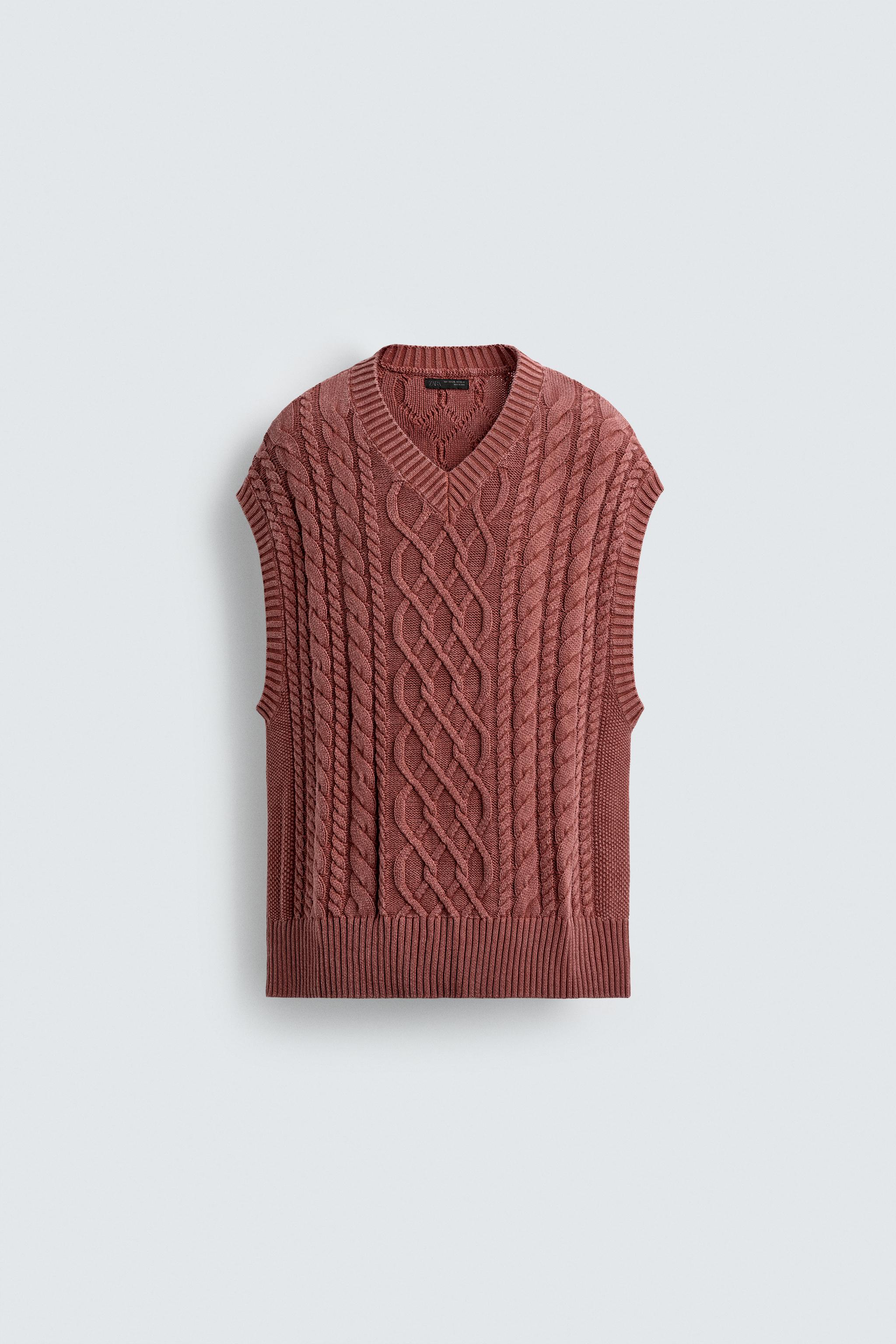 CABLE KNIT TEXTURED VEST - Brick | ZARA Canada