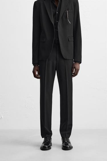 Zara STRETCH SUIT PANTS - Black