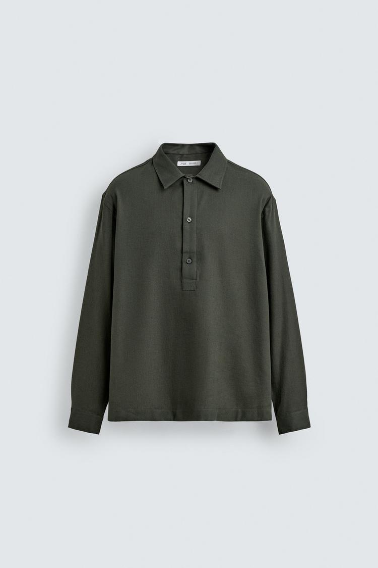 ZARA COTTON/LINEN POLO SHIRT