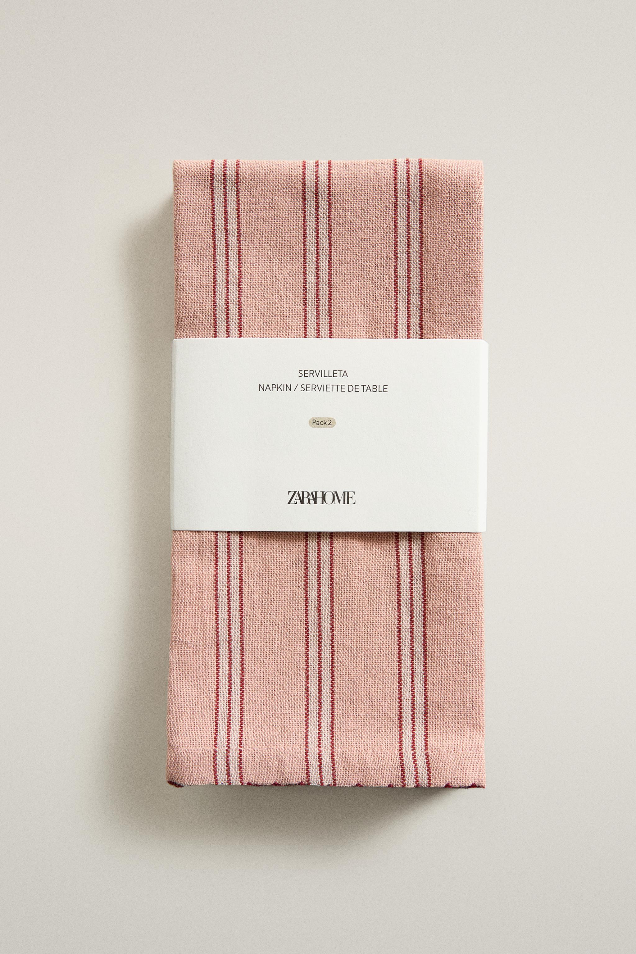 STRIPED COTTON NAPKINS WITH SCALLOPED EDGE (PACK OF 2)