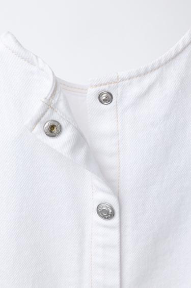 TOP EN DENIM À VOLANTS - Blanc de Zara - Image 3