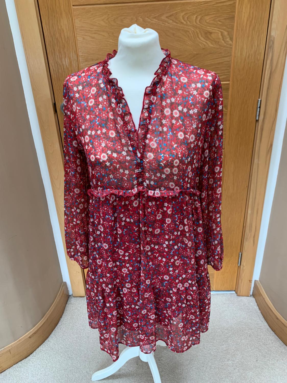 PRINTED DRESS WITH GEM BUTTONS